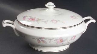 Warwick Silver Moon Round Covered Vegetable, Fine China Dinnerware   Pink/Gray F