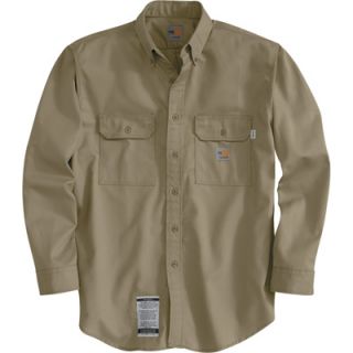 Carhartt Flame Resistant Twill Shirt with Pocket Flap   Khaki, Small, Regular
