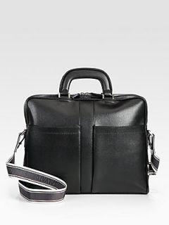 Salvatore Ferragamo Pebbled Leather Briefcase   Black