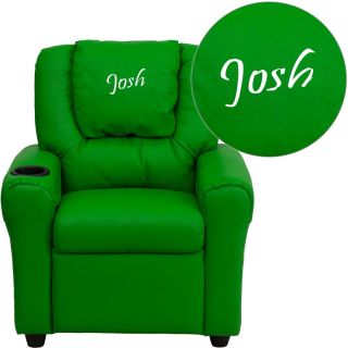 Flash Furniture Personalized Vinyl Kids Recliner with Cup Holder and Headrest  