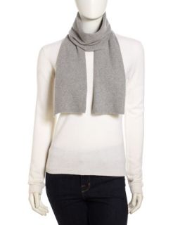 Cashmere 2 Ply Ribbed Scarf, Light Gray