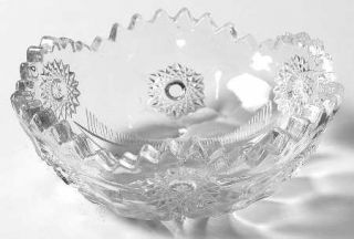 McKee Sextec Clear Fruit/Dessert Bowl   Pressed Glass,Star & Floral Design,Clear