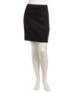 Structured Seamed Skirt, Black