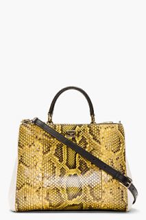 Dolce And Gabbana Yellow Python Miss Sicily Small Shoulder Bag