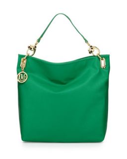 Saffiano Monkey Handle Faux Leather Large Tote, Green