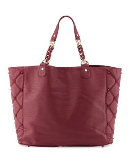 Empress Side Quilted Spike Tote, Berry