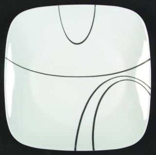 Corning Simple Lines Dinner Plate, Fine China Dinnerware   Square,Black Curved L