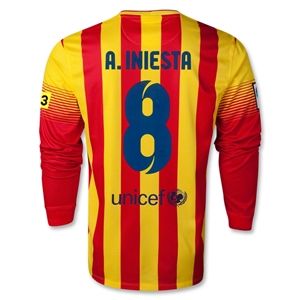 Nike Barcelona 13/14 A.INIESTA LS Away Soccer Jersey