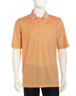 Striped Golf Shirt, Tangerine
