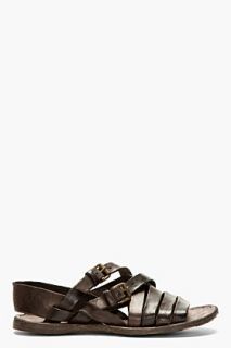 Officine Creative Brown Leather Strapped Apuana Sandals