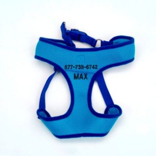 Small Personalized Two Tone Mesh Dog Harness in Blue, 19 23 Girth