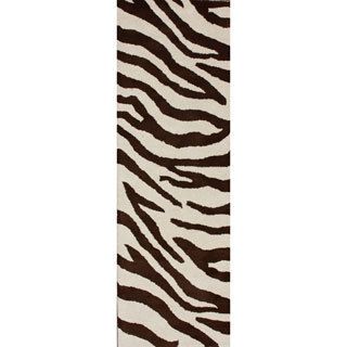 Nuloom Handmade Modern Zebra Brown/ Ivory Wool Runner (26 X 10)