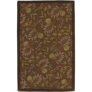 Hand tufted Brown Floral Vogue New Zealand Wool Rug (26 X 8)