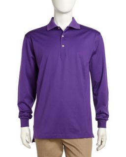 Long Sleeve Poplin Polo Shirt, Purple