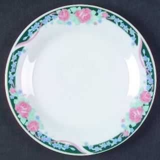 Tienshan Rose Forest Salad Plate, Fine China Dinnerware   Peach Roses,Blue Flowe