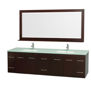 Centra Espresso/ Green Glass 80 inch Double Bathroom Vanity Set