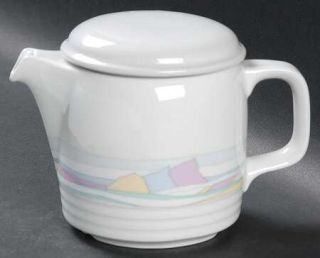 Thomas Merian Small Teapot & Lid, Fine China Dinnerware   Trio Shape, Pastel Dec