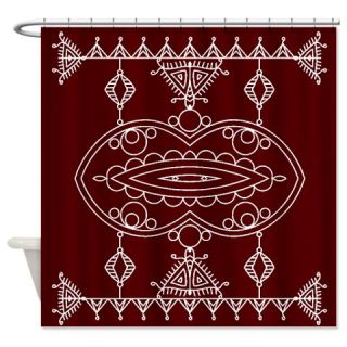  Burgundy and White Tribal Shower Curtain  Use code FREECART at Checkout