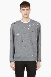 Mcq Alexander Mcqueen Grey Studded Crewneck Sweatshirt