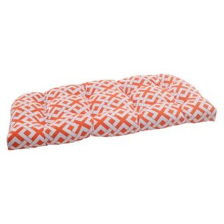 Outdoor Wicker Loveseat Cushion   Orange/White Boxed In Geometric
