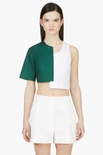 Jacquemus Green And White Off_set Crop Top
