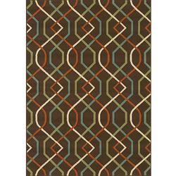 Brown/ Ivory Outdoor Area Rug (37 X 56)
