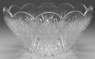 Crystal Clear Essex (Multisided Notched Stem) Punch Bowl   Cut Criss Cross & Fan