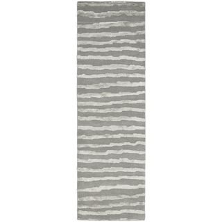 Handmade Soho Stripes Grey New Zealand Wool Rug (26 X 6)
