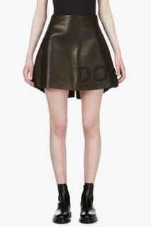 Undercover Black Leather Palindrome Skirt