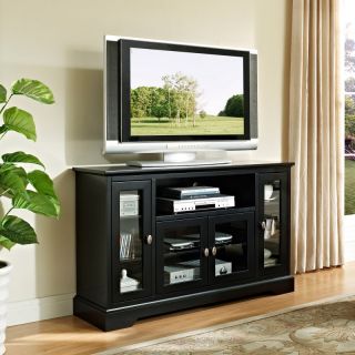 Walker Edison 52 in. Highboy Style Black Wood TV Stand   HN52C32BL