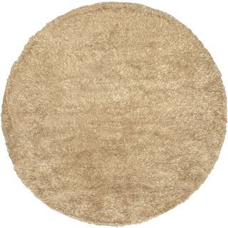 Hand knotted Casablanca Retro Khaki Wool Shag Rug (67 X 67)