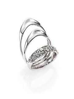 Alexis Bittar Crystal Triple Band Ring/Silvertone   Silver