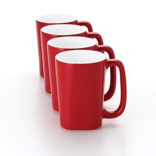 Rachael Ray Red Round And Square 14 ounce Mugs (set Of 4) (RedSet Includes Four (4) 14 Ounce MugsDimensions4.75 inches tall x 3.5 inches for length and widthMaterials StonewareCare instructions Dishwasher Safe )