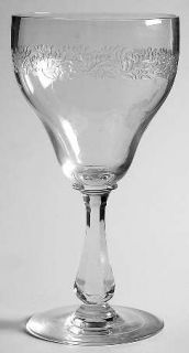 Unknown Crystal Unk6776 Wine Glass   Clear,Etch Floral Band