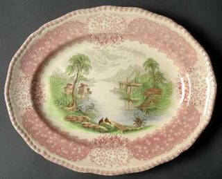 Royal Doulton Chatham 13 Oval Serving Platter, Fine China Dinnerware   Pink Bor