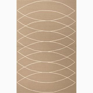 Hand made Taupe/ Ivory Polypropylene Easy Care Rug (5x7.6)