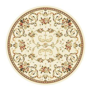 Lyndhurst Collection Floral Ivory Rug (5 3 Round)
