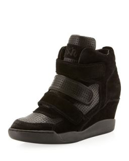 Alex Suede/Leather Wedge Sneaker, Black