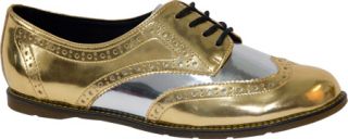 Womens Dr. Martens Polina 4 Eye Brogue PST   Gold/Pewter Spectra Patent Casual
