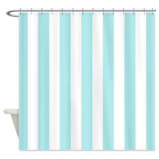  Mint Blue and white vertical stripes Shower Curtai  Use code FREECART at Checkout