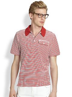 Gant by Michael Bastian Terry Striped Polo   Red