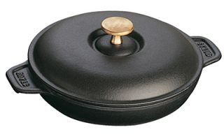 Staub 7.88 in Round Hot Plate w/ .75 qt Capacity, Lid, Enameled Cast Iron, Black Matte