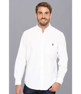 U.S. Polo Assn L/S Solid Oxford Mens Long Sleeve Button Up (White)