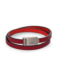 Fendi Leather Wrap Bracelet   Bordeaux