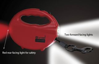 Lighted Retractable Dog Leash, Red