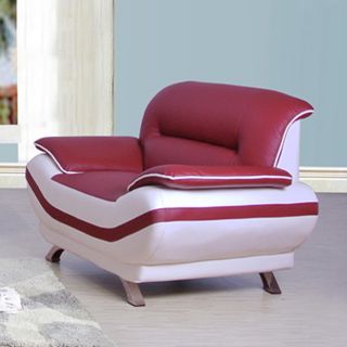 Olivia Bonded Leather Red/ Off white Chair