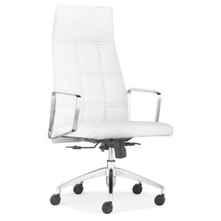 Controller High Back White Office Chair (WhiteMaterials LeatheretteFinish Chromed steelDimensions 43.7 to 45.7 inches high x 21.5 inches wide x 28.7 inches depth Seat dimensions 16 to 18 inches high x 20 inches wide x 18.9 inches deep Assembly require