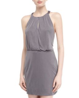 Ruched Racerback Cocktail Dress, Charcoal