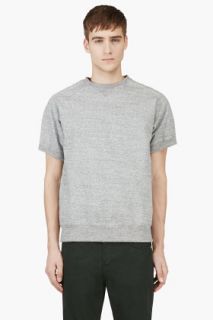 Sacai Heather Grey And Green Fleece_lined Sweatshirt