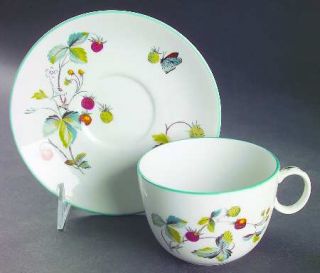 Royal Worcester Strawberry Fair (Oven To Table,Bluetrim) Oversized Cup & Saucer
